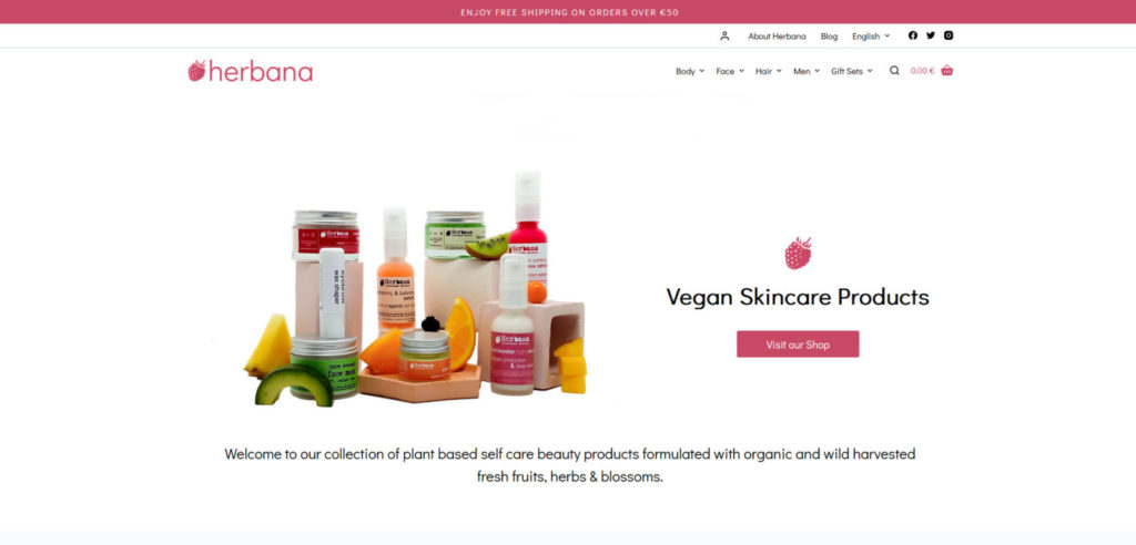 κατασκευή eshop καλλυντικών herbana cosmetics