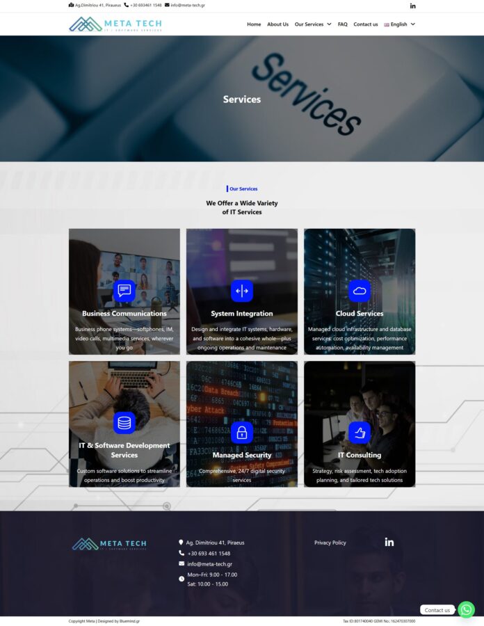 κατασκευη ιστοσελιδας για εταιρεια τεχνολογιας bluemind.gr