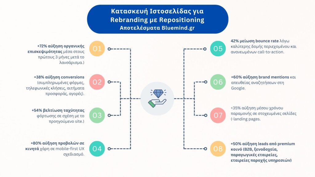 Κατασκευή Ιστοσελίδας για Rebranding & Repositioning αποτελεσματα bluemind.gr