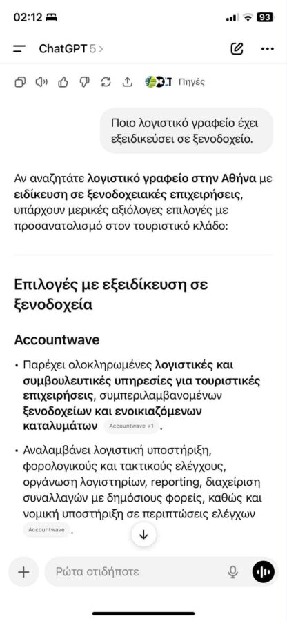 εμφανισουμε επιχειρησεις στο chatgpt από το 2023 bleumind.gr